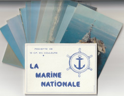 MARINE NATIONALE 12 CPM DE BATEAUX  DE GUERRE AVEC SA POCHETTE - Guerre