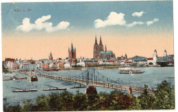 ALLEMAGNE GERMANY RHENANIE WESTPHALIE COLOGNE KÖLN AM RHEIN KOELN : PONT BATEAU SUR LE RHIN - Köln