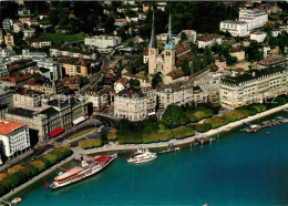 12970407 Luzern LU Fliegeraufnahme Mit Hofkirche Schiffsrestaurant Wilhelm Tell  - Sonstige & Ohne Zuordnung