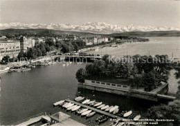 12967577 Zuerich ZH Bauschaenzli Quaibruecke Utoquai Und Die Alpen Zuerich - Sonstige & Ohne Zuordnung