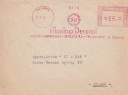 1953 BUSTA Con Affrancatura Meccanica Rossa EMA  MARINO DEFENDI  Bologna - Marcophilia