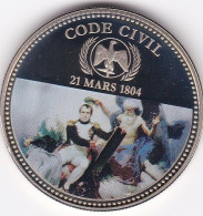 Medaille Colorisée . Napoleon I. Code Civil  21 Mars 1804  En Cupronickel , Dans Sa Capsule , FDC - Autres & Non Classés