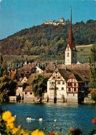 12954507 Stein Rhein Blick Ueber Den Fluss Kirchturm Burg Hohenklingen Stein Rhe - Other & Unclassified