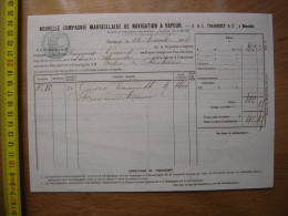 1874 Facture COMPAGNIE MARSEILLAISE De NAVIGATION A VAPEUR Marseille VERMOUTH - Altri & Non Classificati
