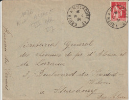 1934 - ALSACE - CACHET AMBULANT KRUTH A MULHOUSE 1° (IND 7) ENVELOPPE => STRASBOURG - Spoorwegpost