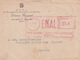 1953 BUSTA Con Affrancatura Meccanica Rossa   EMA  ENAL ENTE NAZIONALE ASSISTENZA LAVORATORI PAVIA - Marcofilie