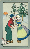 PINOT SIGNED 1910s POSTCARD - DUTH BOY & GIRL KISSING & TOY - EDIT ARS NOVA - 480 (5739) - Altri & Non Classificati