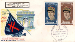 NOUVELLES HEBRIDES FDC 1971 CHARLES DE GAULLE - De Gaulle (General)