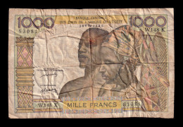 West African St. Senegal 1000 Francs ND (1959-1965) Pick 703Km Bc/Mbc F/Vf - West-Afrikaanse Staten