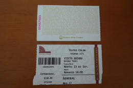 Entrance Ticket From Buenos Aires (ARGENTINA) 2012 - Teatro Colon - Eintrittskarte/ Genehmigung - Altri & Non Classificati