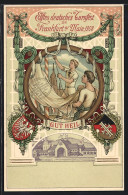 AK Frankfurt /Main, XI Deutsches Turnfest 1908, Turner Hissen Fahnen, Wappen  - Autres & Non Classés