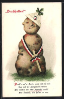AK Kartoffel Mit Schwert Und Hut, Eichenlaub, Gedicht  - Weltkrieg 1914-18