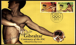 Gibraltar FDC 1994 Yvert 709-10, Centenary Of The IOC - International Olympic Committee - Gibraltar