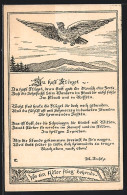 AK Fliegender Adler, Gedicht Du Hast Flügel  - Birds