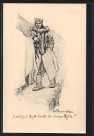 Künstler-AK Deutscher Soldat Im Schützengraben Raucht Pfeife  - Oorlog 1914-18