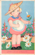 FETES ET VOEUX - Pâques - Une Petite Fille Arrachant Les Pétales D'une Fleur - Colorisé - Carte Postale Ancienne - Pasqua