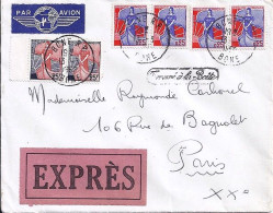 MARIANNE A LA NEF N° 1234x4/1216x2 S/L.EXPRES DE BONE(ALGERIE)/13.3.60 - 1959-1960 Marianne à La Nef