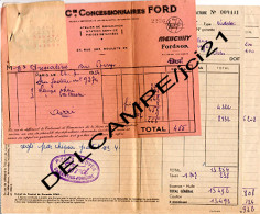 Paris - G.ALIF&Cie Concessionnaire FORD  MERCURY-FORDSON [Facture, Bon Rose Et Ticket]_Df11 - Cars