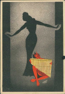 TORAZZA SIGNED 1940s POSTCARD - DEVIL PLAYING PAN FLUTE &  SILHOUETTE DANCING - EDIT CASA D'ARTE ROTA / MILANO (5740) - Altri & Non Classificati