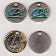 Lot De 2 Jetons De Caddie  " Crédit Agricole " (scann Recto-verso) []_Je289 - Trolley Token/Shopping Trolley Chip