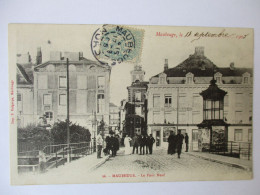 Cpa...Maubeuge...(nord)...le Pont Neuf...1905...animée.. (banque Société Générale)... - Maubeuge