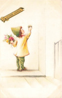 FETES ET VOEUX - Nouvel An - Un Enfant Avec Un Bouquet De Fleur Toquant à La Porte - Colorisé - Carte Postale Ancienne - Nieuwjaar