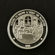 MEDAILLE ARGENT PETIT MODULE 13mm 1.7G HENRI IV SIGNE L'EDIT DE NANTES - Autres & Non Classés