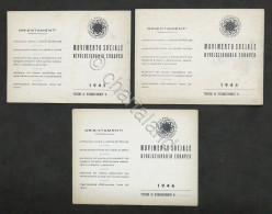 Lotto 3 Tessere Movimento Sociale Rivoluzionario Europeo - 1945 / 1946 - Ohne Zuordnung