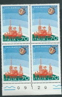 Italia 1975; Satellite San Marco E Piattaforma: Imprese Spaziali Italiane. Quartina Di Bordo Con Il Numero Del Foglio. - 1971-80: Mint/hinged