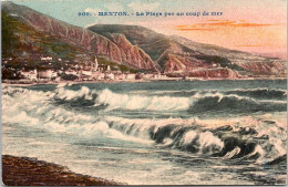 06 MENTON - La Plage Par Un Coup De Mer - Menton