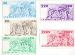 5 Billets De Jeu La Bonne Paye, Parker 1977 - Specimen