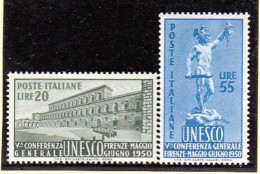 1950 Italia Italy Repubblica UNESCO Serie Di 2v. MNH** - 1946-60: Ungebraucht