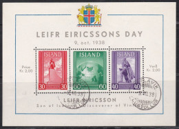 IS402 – ISLANDE – ICELAND – 1938 – LEIFR ERICSSON’S DAY – Y&T # 2 USED 35 € - Blocks & Kleinbögen