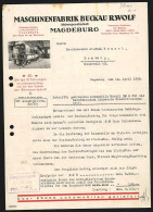 Rechnung Magdeburg 1928, R. Wolf, Maschinenfabrik Buckau AG, Aufgebaute Maschinenreihe  - Otros & Sin Clasificación