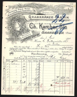 Facture Saarunion /Elsass 1911, Ch. Karcher Fils, Grabkränze-Fabrik, Des Fleurskranz Et Preis-Medaille  - Otros & Sin Clasificación