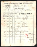 Rechnung Offenburg 1862, Franz Baur, Spedition, Commission & Incasso, Lieferliste  - Otros & Sin Clasificación