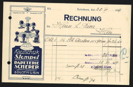Rechnung Solothurn 1919, Papeterie Scherer, Ansicht Von Kautschuk-Stempeln  - Svizzera