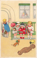 FETES ET VOEUX - Nouvel An - Un Groupe De Petite Fille Assise Sur Un Banc - Colorisé - Carte Postale Ancienne - Neujahr