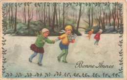 FETES ET VOEUX - Nouvel An - Des Enfants Jouant Dans La Neige - Colorisé - Carte Postale Ancienne - Anno Nuovo