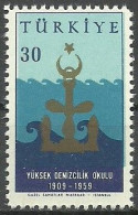 Turkey; 1959 50th Anniv. Of The Marine College 30 K. ERROR "Shifted Printing" - Nuovi