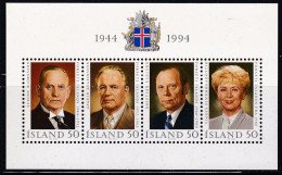 IS484 – ISLANDE – ICELAND – 1994 – 50th ANNIVERSARY OF REPUBLIC – SG # MS 829 MNH 11,50 € - Blocchi & Foglietti