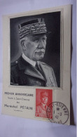 FRANCE MARECHAL  PETAIN N°494 CARTE MAXIMUM EN SOIE PREMIER ANNIVERSAIRE VISITE A SAINT ETIENNE 1.3.1942 LOIRE - Weltkrieg 1939-45