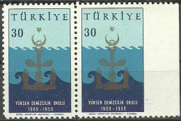 Turkey; 1959 50th Anniv. Of The Marine College 30 K. ERROR "Imperf. Edge" - Ongebruikt