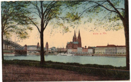 ALLEMAGNE GERMANY RHENANIE WESTPHALIE COLOGNE KÖLN AM RHEIN KOELN : VUE SUR LES BERGES DU RHIN - EDITION COLORISEE - Köln