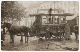 PAARDEN TRAM HIPPOMOBILE Bruxelles Carte Photo Anime Personnel Cheval - Fotokaart Tramway Brussel SOCIETE DU CENTRAL CAR - Trasporto Pubblico Stradale