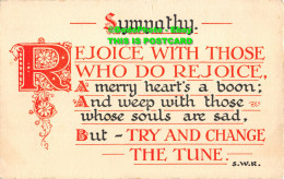 R355185 Sympathy. Rejoice With Those Who Do Rejoice. E. V. Savory. Series. No. 5 - World