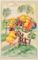 FETES - VOEUX - Joyeuses Pâques - Poussins Dans Le Jardin - Carte Postale Ancienne - Pasen