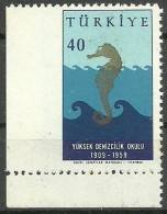 Turkey; 1959 50th Anniv. Of The Marine College 40 K. ERROR "Imperf. Edge" - Unused Stamps