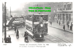 R356826 M429. Trams At Finsbury Park In 1922. A London Transport Photograph. Pam - Altri & Non Classificati