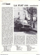 3 Feuillets De Magazine Fiat 126 1973 Essai - Automobili